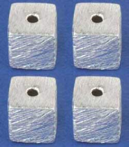 Leichte Würfel,mittig gebohrt,Kantenlänge ca. 6 mm,925er Sterling Silber,gebürstet,4 Stücke,Artikelnummer 3966DY-4.