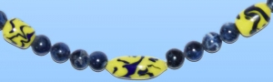 Glass beads necklace " Gray and Yellow ",length ca. 50 cm