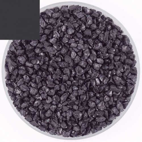 Optul Glass,float frit,granulate 5,coarse,COE 82,transparent,black,code 0025,ca. 100 g,item number 3591525.