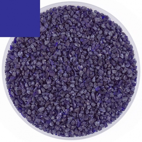 Optul Glass,float frit,granulate 4,medium coarse,COE 82,transparent,cobalt blue,code 0055,ca. 1 kg,item number 3592414.