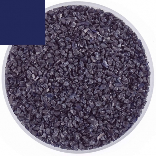 Optul Glass,float frit,granulate 4,medium coarse,COE 82,transparent,dark blue,code 0058,ca. 1 kg,item number 3589514.