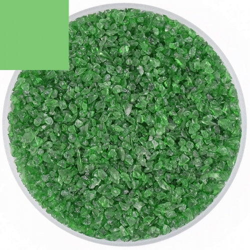Optul Glass,float frit,granulate 4,medium coarse,COE 82,transparent,light green,code 0072,ca. 1 kg,item number 3591314.