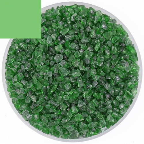 Optul Glass,float frit,granulate 5,coarse,COE 82,transparent,light green,code 0072,ca. 1 kg,item number 3591315.
