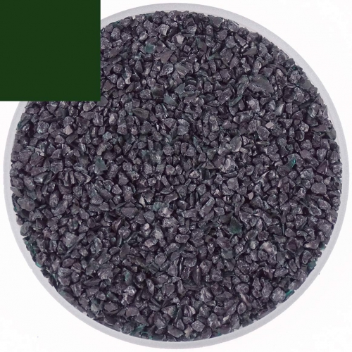 Optul Glass,float frit,granulate 4,medium coarse,COE 82,transparent,dark green,code 0078,ca. 1 kg,item number 3592114.