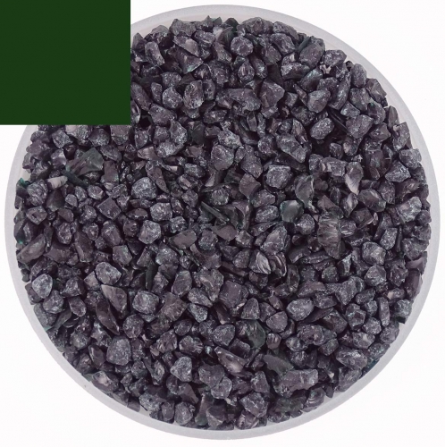 Optul Glass,float frit,granulate 5,coarse,COE 82,transparent,dark green,code 0078,ca. 1 kg,item number 3592115.