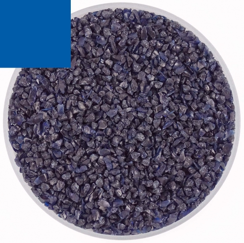 Optul Glass,float frit,granulate 4,medium coarse,COE 82,transparent,dark aquamarine,code 0098,ca. 1 kg,item number 3592314.