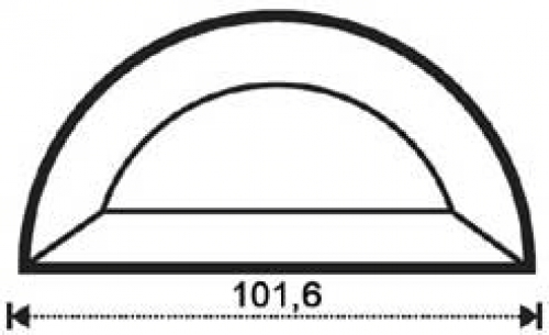 Bevel,half circle,Ø ca. 4",ca. 101,6 mm