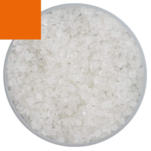 Optul Glass,float frit,granulate 5,coarse,COE 82,transparent,orange,code 1025,ca. 1 kg,item number 3592815.