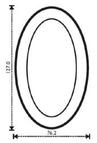 Bevel,oval,Ø ca. 3 x 5",ca. 76,2 x 127 mm