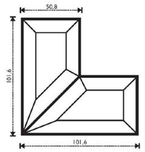 Bevels,corner,ca. 2 x 4 x 4",ca. 50,8 x 101,6 x 101,6 mm,1 pair