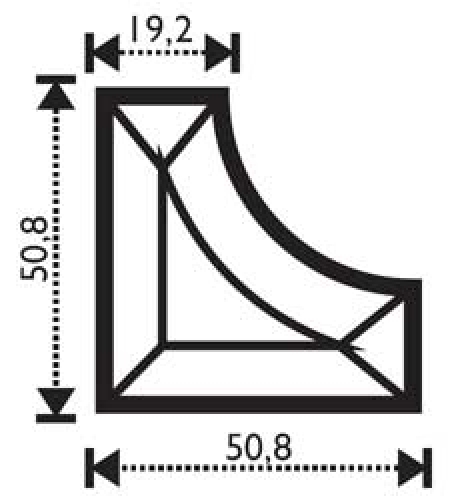 Bevel,corner with internal radius,ca. 3/4 x 2 x 2"