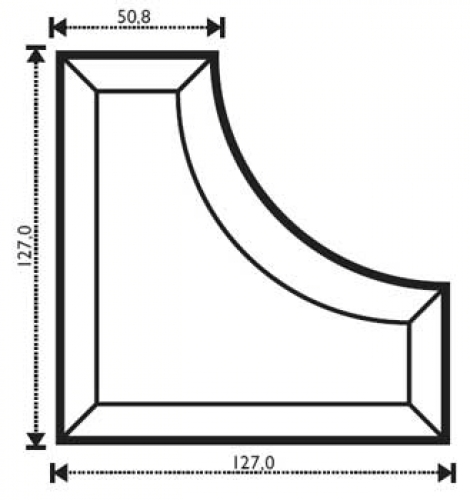 Bevel,corner with internal radius,ca. 2 x 5 x 5"