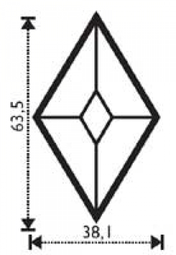 Bevel,diamond,ca. 1 1/2 x 2 1/2",ca. 38,1 x 63,5 mm