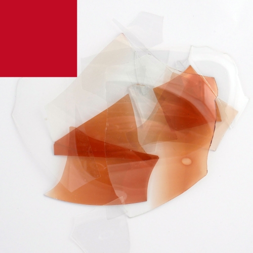 Optul Glass,confetti for float glass,COE 82,transparent,cherry red,code 1045,ca. 100 g,item number 3589950.