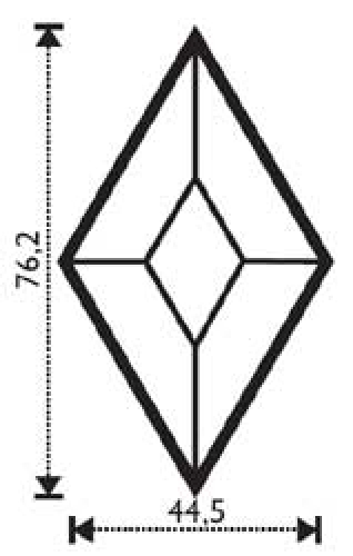 Bevel,diamond,ca. 1 3/4 x 3",ca. 44,5 x 76,2 mm