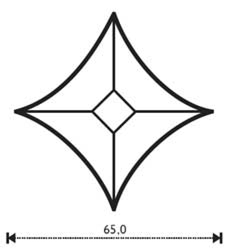 Bevel,star,ca. 2,55 x 2,55",ca. 65 x 65 mm