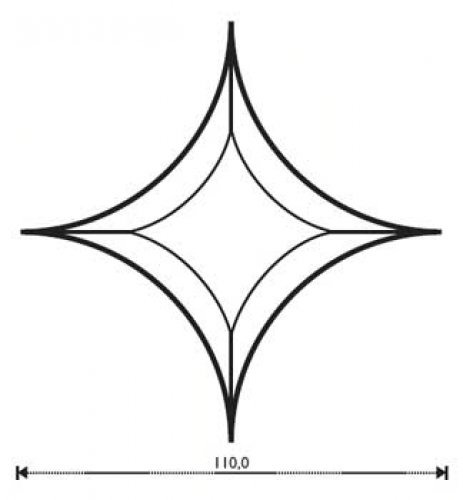 Bevel,star,ca. 4 1/3 x 4 1/3",ca. 110 x 110 mm