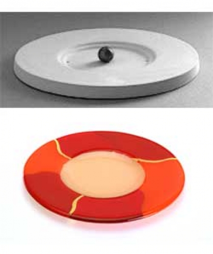Slumping mold,menu plate " Saturn ",dessert plate,Ø ca. 29 cm