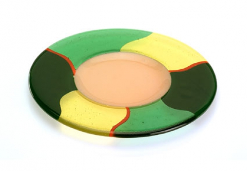 Dessert plate,Ø ca. 28,5 cm,champagne,green,yellow