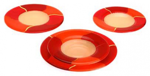 Menu Plates,Glass Cover,four-part,champagne,red,orange