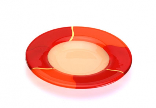 Salad plate,Ø ca. 25 cm,champagne,red,orange