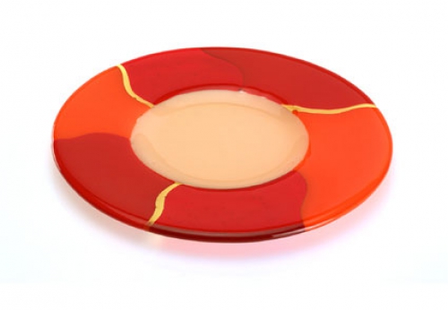 Dessert plate,Ø ca. 28,5 cm,champagne,red,orange