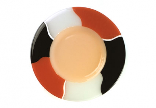 Menue plate,Ø ca. 33 cm,champagne,brown,black,white