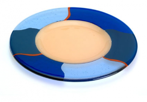 Dinner plate,Ø ca. 33 cm,champagne,blue