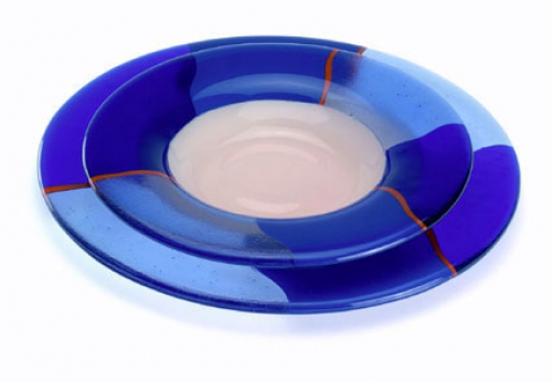 Dinner plate,Ø ca. 33 cm,champagne,blue