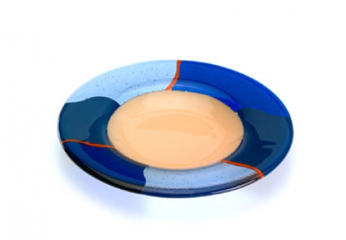 Salatteller,Ø ca. 25 cm,champagnerfarben,blau