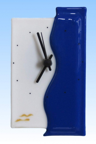 Wall clock " Blue on White ",ca. 17 x 10 cm