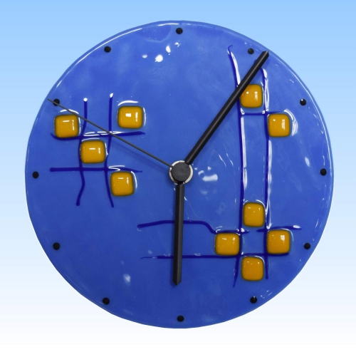 Wall clock,round,light blue,sunflower yellow,blue,Ø ca. 15,5 cm