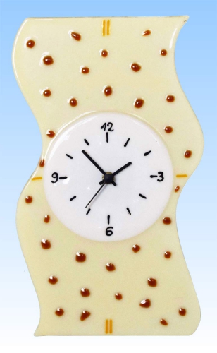 Wall clock " Banner ",vertical,ivory,amber,white,black,ca. 34,5 x 21 cm