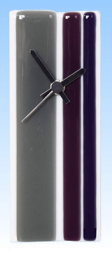 Wall clock,gray,white,dark lilac,dark violet,ca. 20 x 8 cm