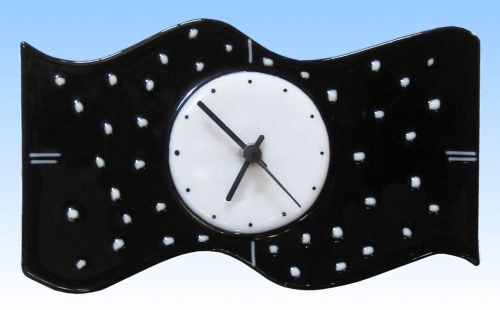 Wall clock " Banner ",horizontal,black,white,ca. 15 x 26 cm