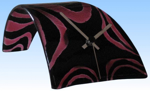 Table clock,black opaque,violet semi transparent,ca. 10 x 15 x 25 cm