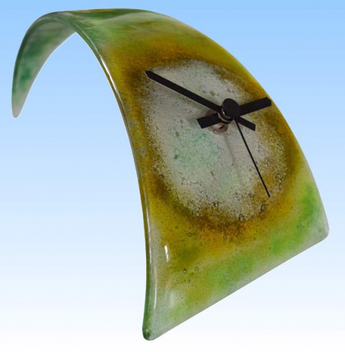 Table clock,green,amber,semi transparent,clear,ca. 10,5 x 12 x 26 cm