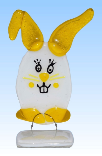 Standing yellow easter bunny,table decoration,ca. 15,5 x 9,5 cm