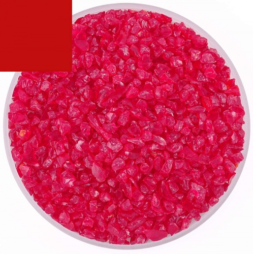 Optul Glass,float frit,granulate 5,coarse,COE 82,opaque,red,code 2015,ca. 100 g,item number 3591725.
