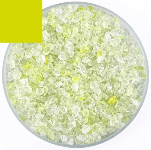 Optul Glass,float frit,granulate 5,coarse,COE 82,opaque,yellow,code 2035,ca. 1 kg,item number 3590415.