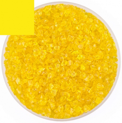 Optul Glass,float frit,granulate 5,coarse,COE 82,extra opaque,yellow,code 2135,ca. 100 g,item number 3591025.
