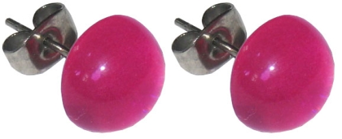 Ohrstecker,925er Sterling Silber,mit handgemachtem Glasstein,Durchmesser ca. 10 mm,preiselbeerrosa,1 Paar,Artikelnummer 22226550,in unserem eigenen Atelier gefertigt.Carmen Harusta,Glasinsel ®,Göttingen,Deutschland.