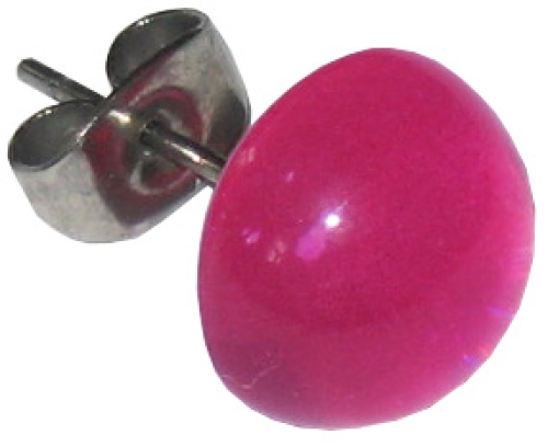 Ohrstecker,925er Sterling Silber,mit handgemachtem Glasstein,Durchmesser ca. 10 mm,preiselbeerrosa,1 Paar,Artikelnummer 22226550,in unserem eigenen Atelier gefertigt.Carmen Harusta,Glasinsel ®,Göttingen,Deutschland.