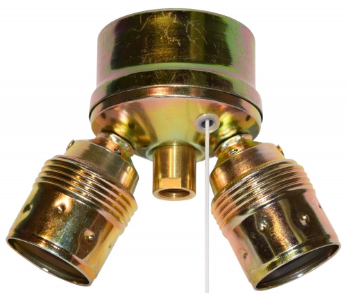 Double cluster body,2 x E27,brass,with pull switch,ever max. 75 Watt,item number 2022500.