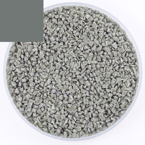 Optul Glass,float frit,granulate 4,medium coarse,COE 82,opaque,grey,code 3025,ca. 1 kg,item number 3592214.
