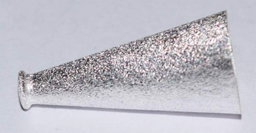 Endkappe,Kegel,ca. 11 x 23 mm,mit Loch,925er Sterling Silber,gebürstet,Artikelnummer 3483B.