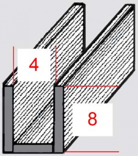 Lead came,U-profile,flat,8 x 4 mm,length 2 m,rolled
