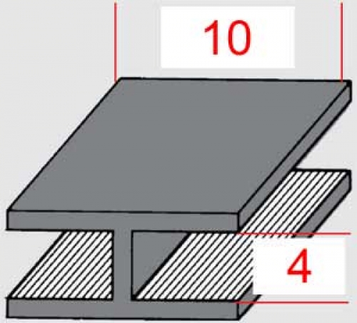 Fensterblei,H-Profil,flach,10 x 4 mm,Länge 2 m,gerollt