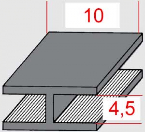 Lead came,H-profile,flat,10 x 4,5 mm,length 2 m,rolled