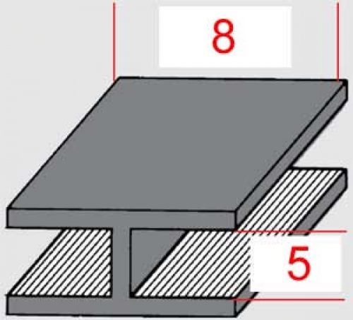 Fensterblei,H-Profil,flach,8 x 5 mm,Länge 2 m,gerollt